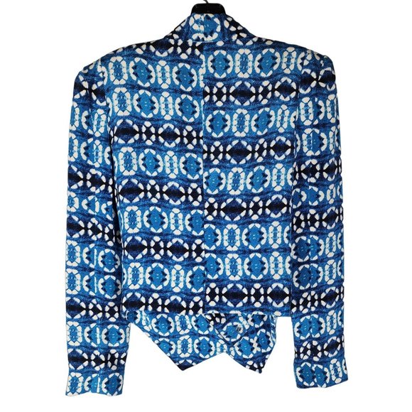 Rebecca Minkoff Blue Blazer Becky Silk Jacket Double Breasted White 0 - Picture 3 of 5
